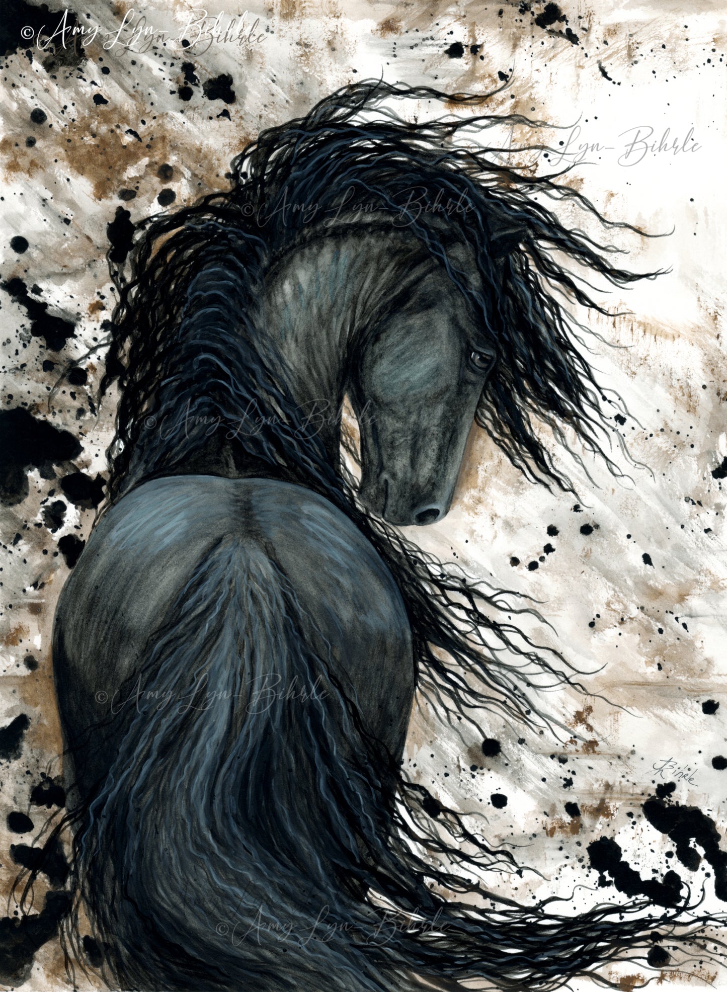 DreamWalker Black Horse Art Print by AmyLyn Bihrle m123